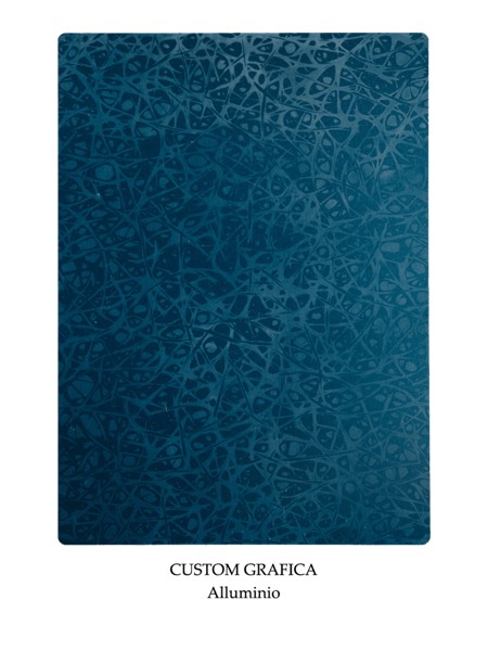 Aluminiu Custom Grafica 04 — finisaj pentru mobilier și obiecte din aluminiu lucrate manual la comandă, Mesterii lui Peshte.