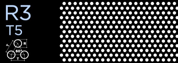 Tablă perforată oțel 1x1000x2000 mm R3 T5 — tablă decorativă din oțel pentru panouri, separatoare și fațade.